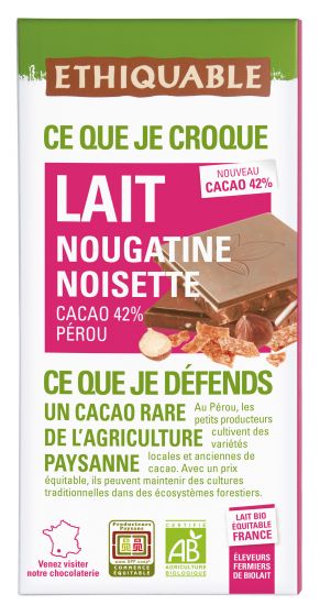 Xocolata amb llet i avellanes caramelitzades 100 g - Ethiquable