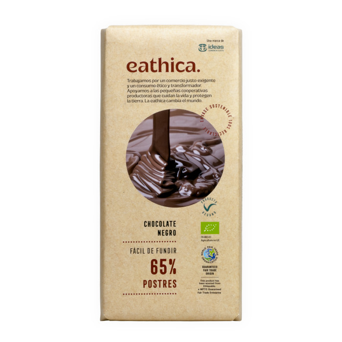 Xocolata Bio Negre  65% per fondre 200 g