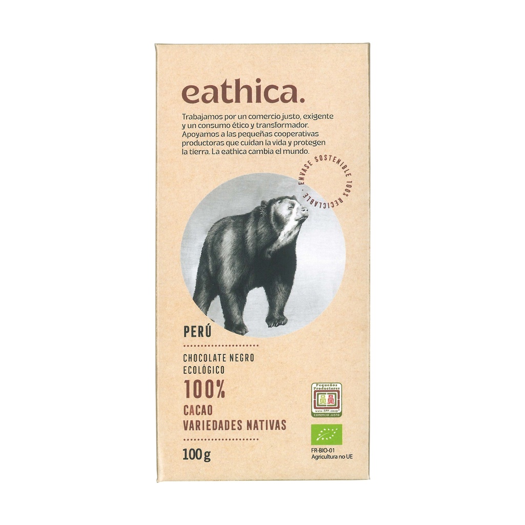Xocolata negra 100% cacau Perú BIO 100 g