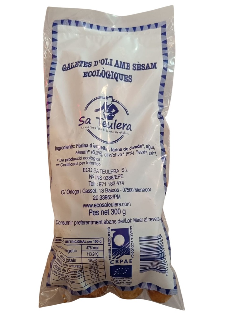 Galetes d'oli sèsam ECO 300gr - Sa Teulera