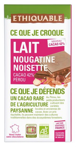 Xocolata amb llet i avellanes caramelitzades 100 g - Ethiquable