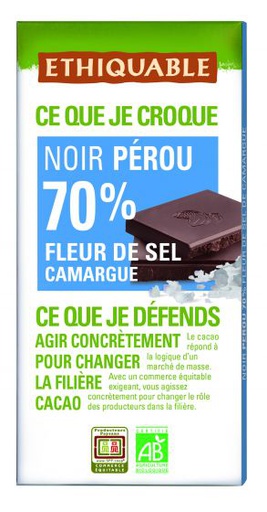 Xocolata negra 70% Perú flor de sal 100 gr - Ethiquable
